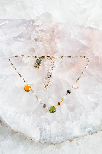 Rainbow gemstone anklet